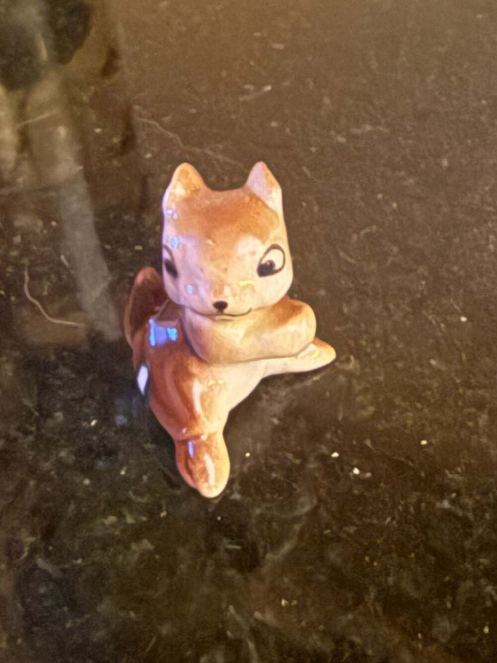 Vintage Mid-Century Ceramic Big Eye Squirrel Pencil Topper Figurine Japan